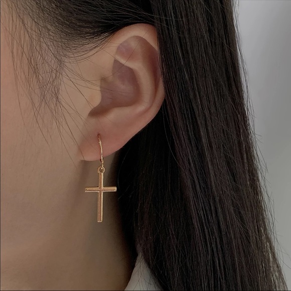 Mini Cross Pendant Earrings - Picture 4 of 7